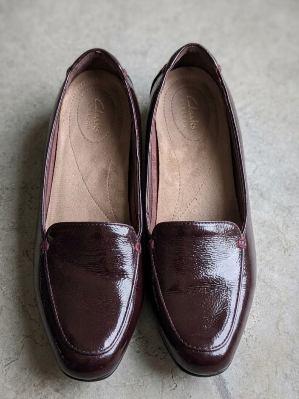 Clarks Artisan Keesha Luca Burgundy Patent Leather Loafers 10 Work Comfort